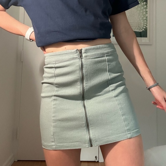 Jean Zipper Mini Skirt - Picture 1 of 5